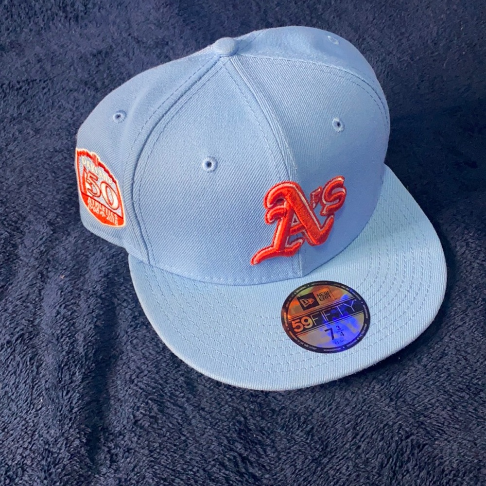 Cyan Blue A’s Fitted Cap 7 3/4